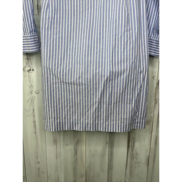 CALVIN KLEIN BLUE WHITE STRIPED LONG SLEEVE BUTTON UP TIE COTTON SHIRT DRESS 6? - Picture 6 of 15